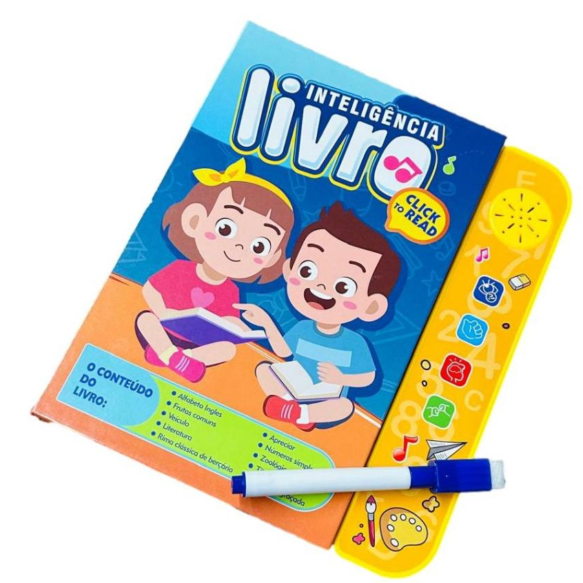 Livro Inteligente Eletrônico Infantil Bilíngue Com Caneta Escreve Apaga ...