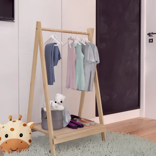Cabideiro Aberto Modelo Arara Infantil Vintage Madeira Pinus