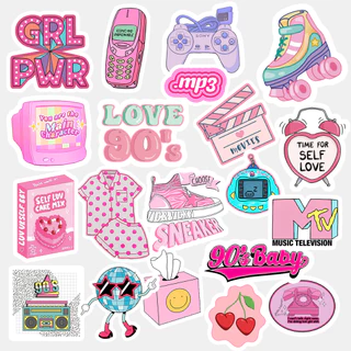 Pack Stickers Adesivos 90 Girls Impermeável - Personalização Notebooks Capinha de Celular Squeeze