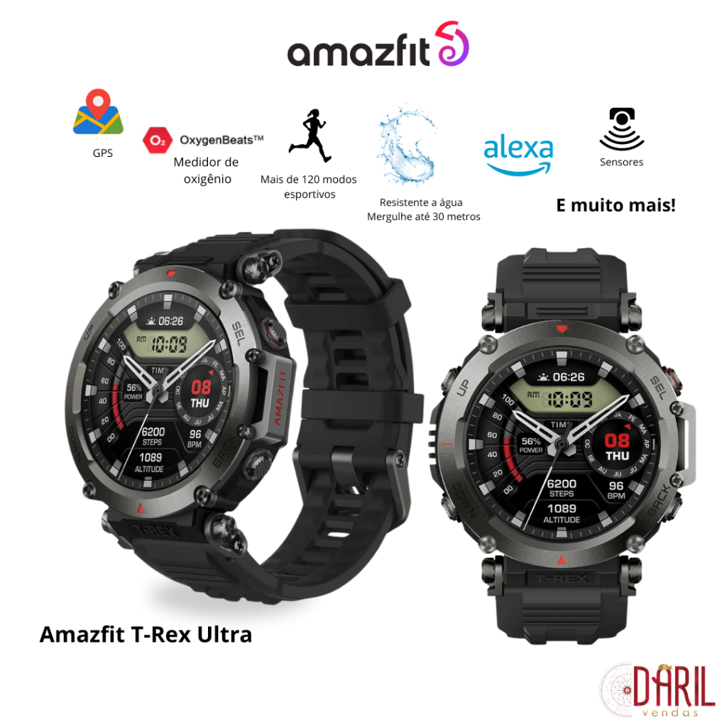 Relógio Masculino Smartwatch Amazfit T-Rex Ultra A2142 com Bluetooth e ...