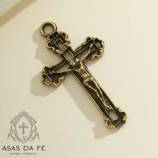 30 Crucifixos Para Terços 4 Cm Ouro Velho Atacado Alta Qualidade