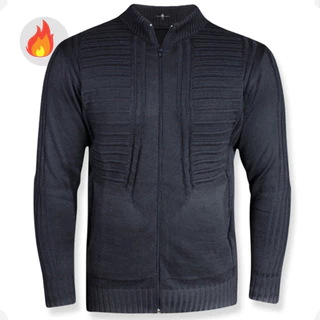Casaco De Frio Lã Tricot Masculino Jaqueta Masculina Com Bolso e Ziper