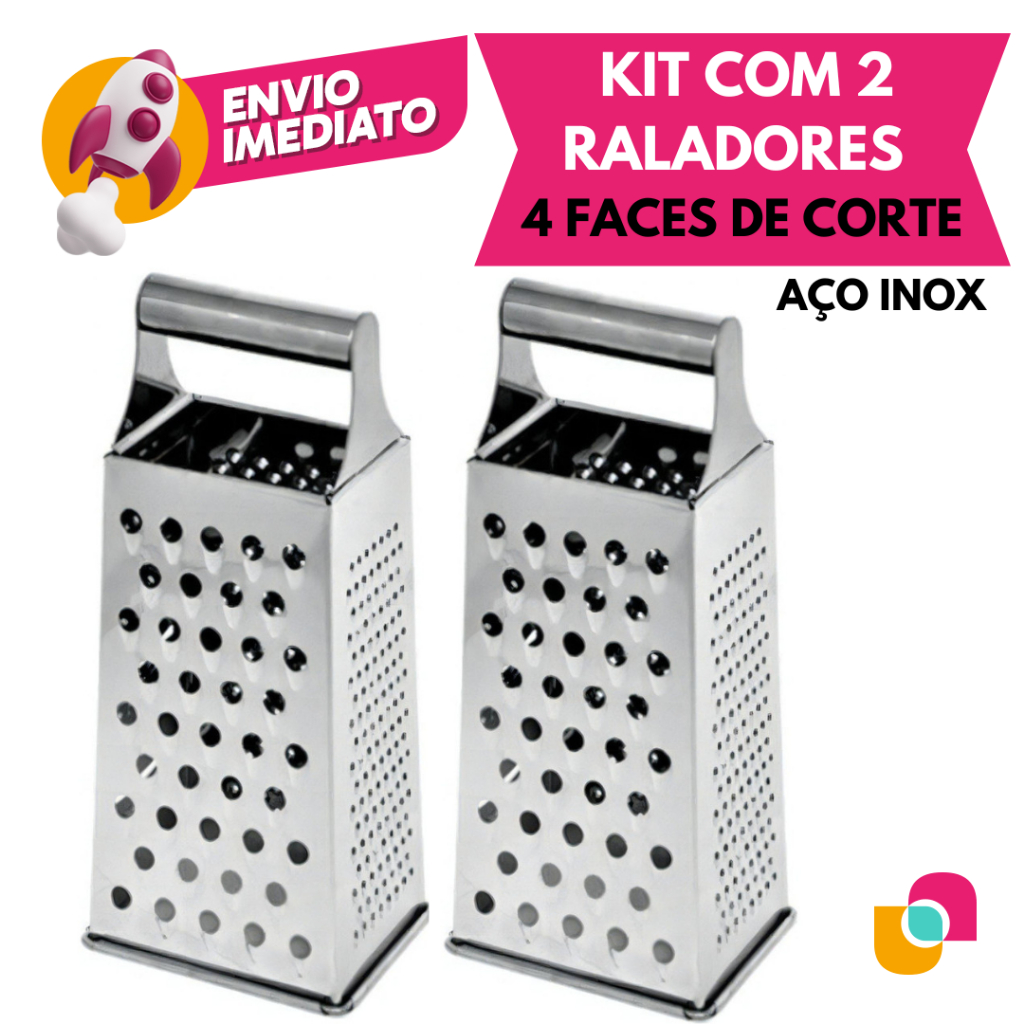 Kit 02 Pç Ralador Fatiador Manual Com Alça 4 Faces Multifuncional ...