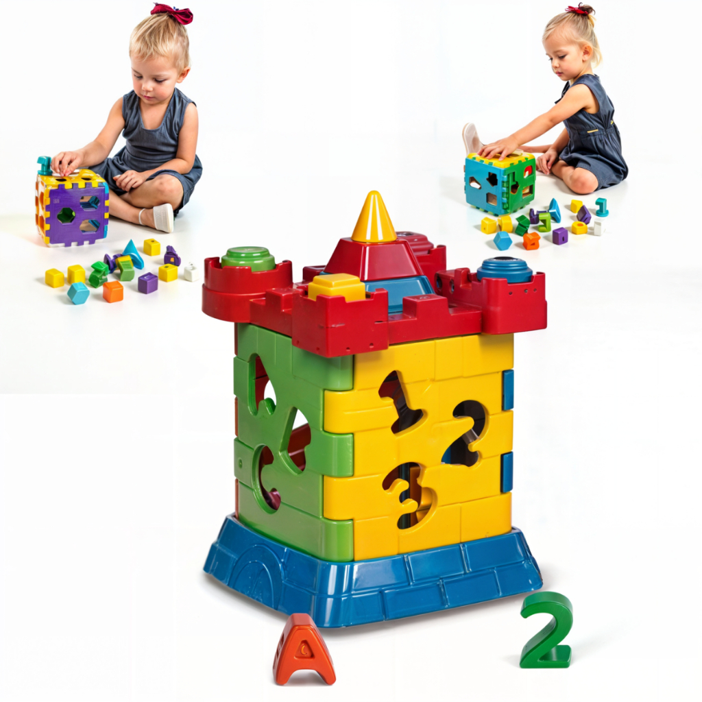 Castelinho Cubo Didático Formas Encaixar Brinquedo Educativo