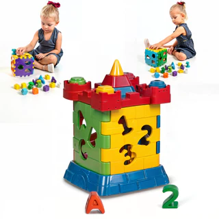 Castelinho Cubo Didático Formas Encaixar Brinquedo Educativo