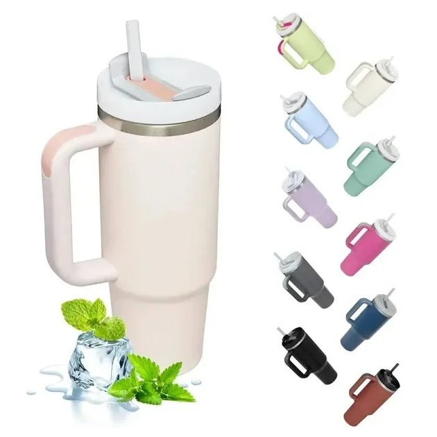 Copo Térmico 1200ml Quencher Canudo Tampa Antivazamento Alça Conforto Ideal Viagem Lazer Durável