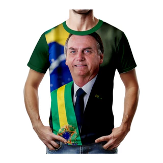 Camiseta Masculina Bolsonaro 3D Moda Política Gola Redonda Manga Curta Blusa