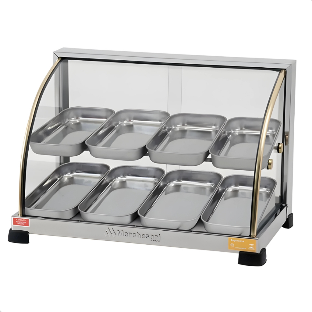 Estufa Vitrine Aquecedora Para Salgados Dupla 8 Bandejas 127