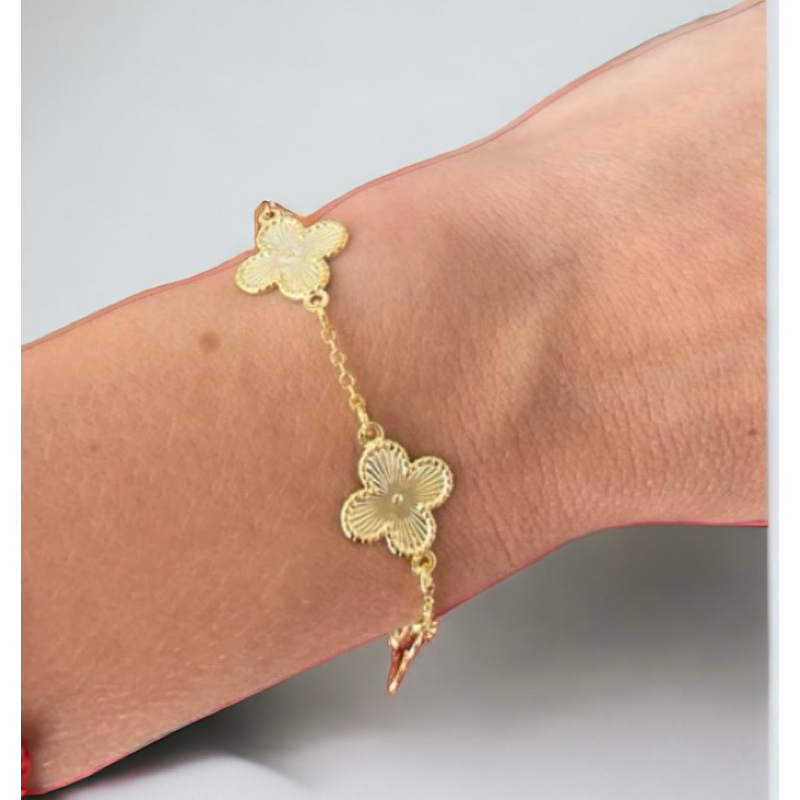 Pulseira Trevo da Virgínia Folheado a Ouro18k 3 Trevos Femenina