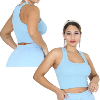 Kit C/2 Regata Feminina Slim Em Ribana Canelada