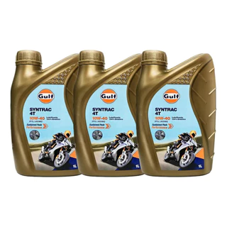 KIT 3 L Óleo Lubrificante Moto 10W40 Sintético GULF SYNTRAC 4T API SL SAE 10W-40