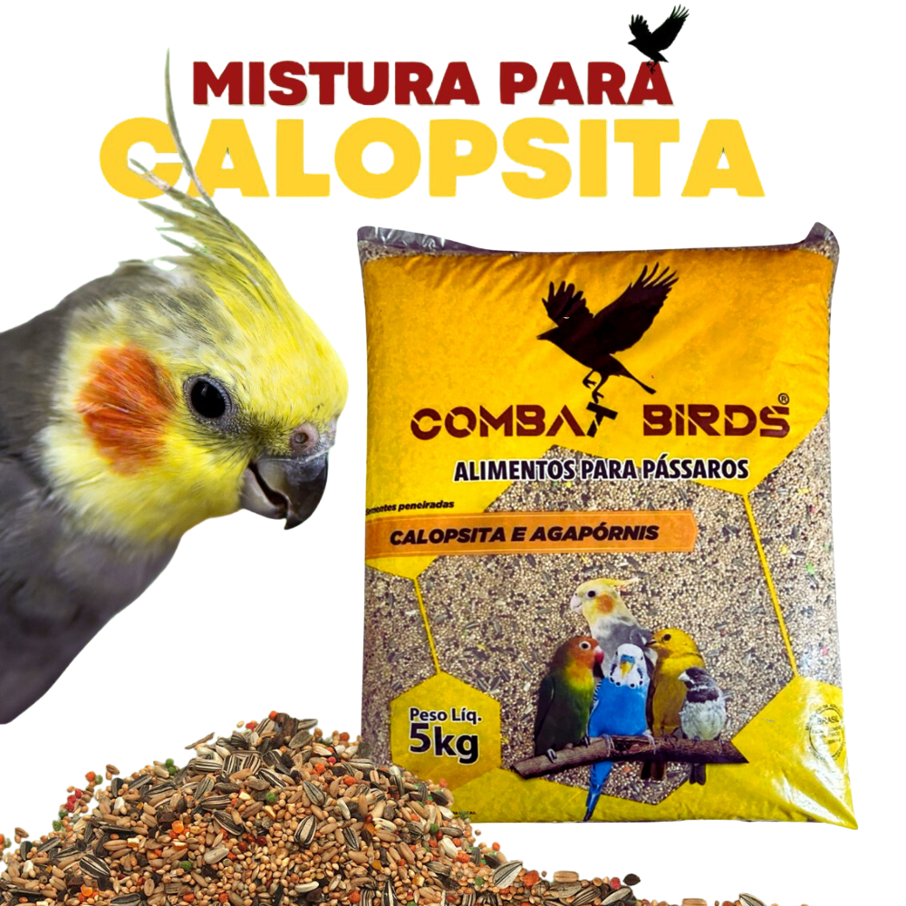 5kg Nutrição Premium Sementes Balanceadas para Calopsita Óleo e Mel Combat Birds
