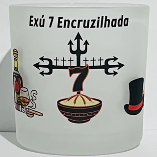 Copo EXÚ 7 ENCRUZILHADAS Whisky e bebidas - Umbanda e Candomblé Vidro Jateado 260ml