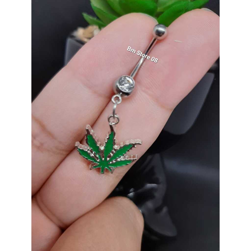 Piercing de Umbigo Folha da Maconha Verde Feminino Aço Cirúrgico | Shopee  Brasil