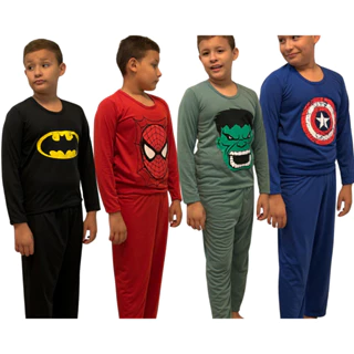 Kit 3 Pijama Longo Infantil Estampados Super Heroi/ Kit 3 Pijama Longo Infantil Menina/ Kit 3 Conjunto Pijama Frio Infantil Criança