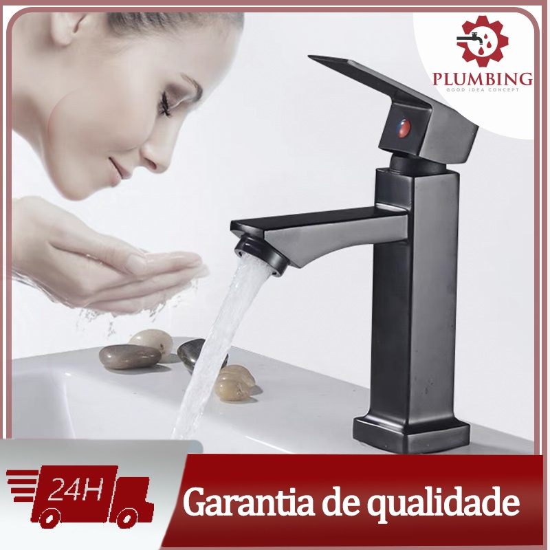 Torneira de metal inox bico baixo para banheiro e lavabo | Shopee Brasil