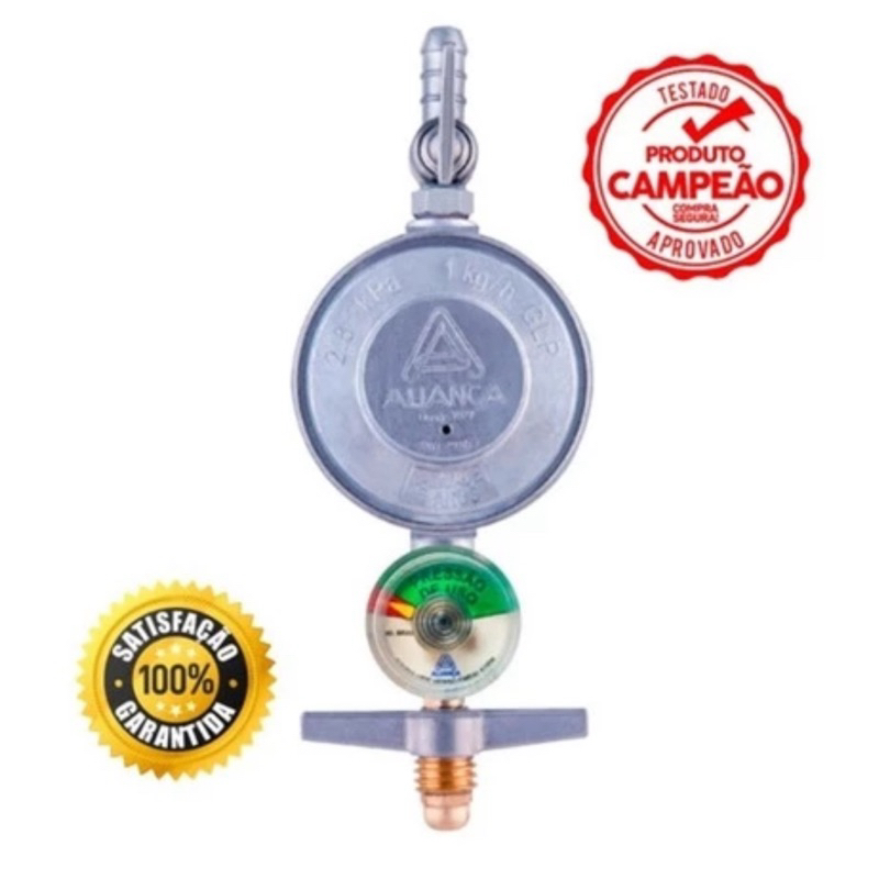 Kit Registro Regulador de Gás de Cozinha Mangueira 1,25m + Abraçadeira Envio Rapido