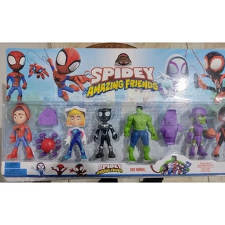 kit bonecos spider(homem aranha) spidey amazing friends 6 bonecos articulável mais acessórios.