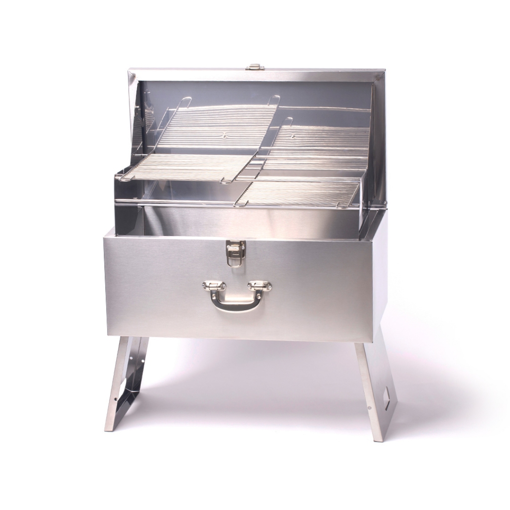 BOX BBQ KING / CHURRASQUEIRA PORTÁTIL / 100% INOX / MALETA DE