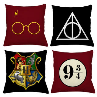 KIT 4 CAPA DE ALMOFADA HARRY POTTER, HP, IDEAL PARA DECORAÇÃO QUARTO SALA - TAMANHO 45X45