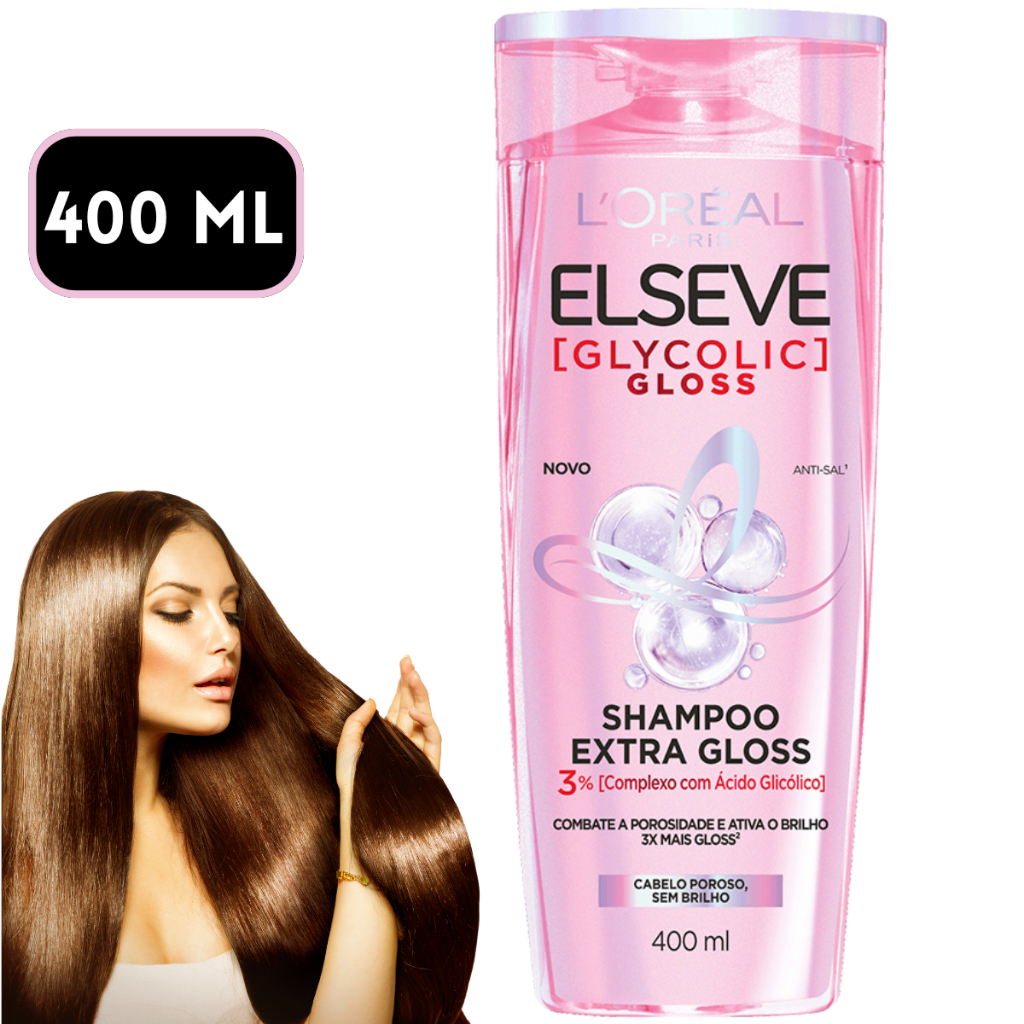 Shampoo Loreal Paris Elseve Glycolic Gloss 400ML Serum Nova linha Ácido ...