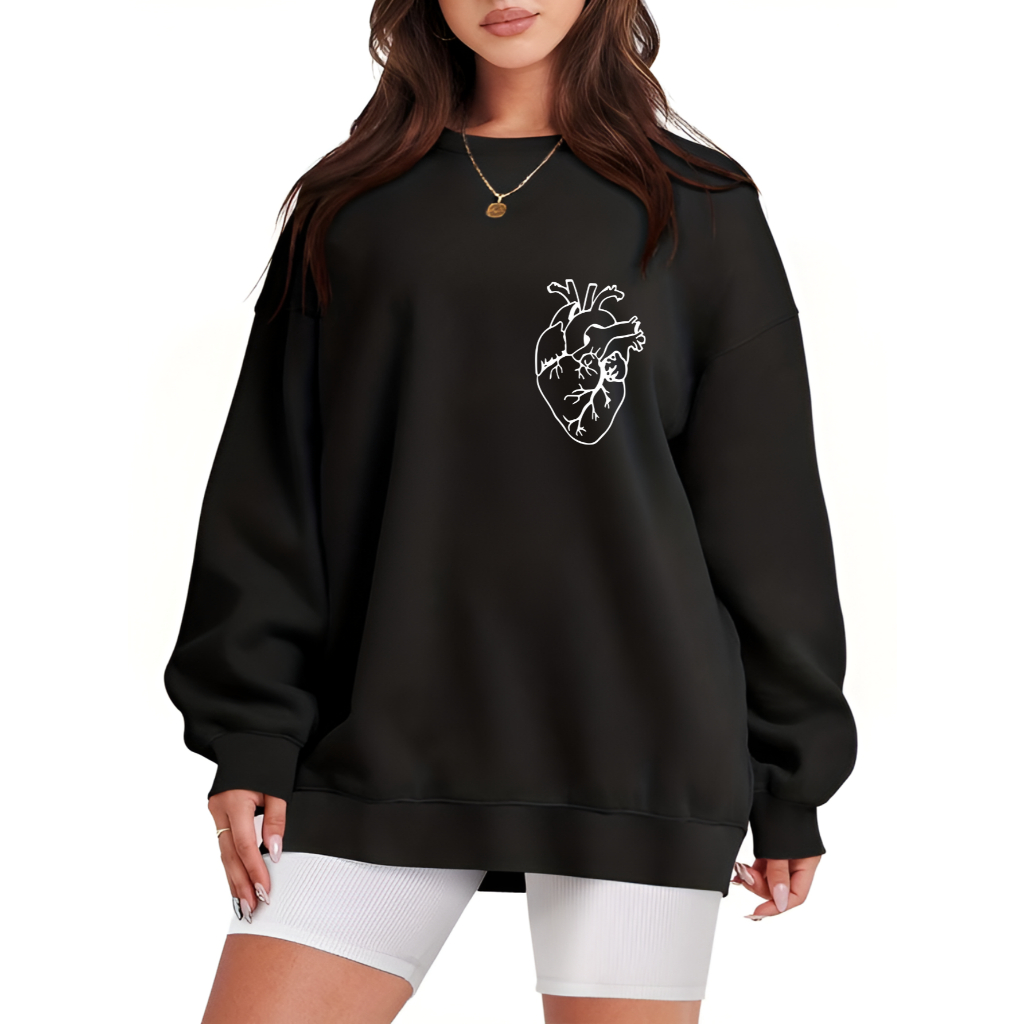 Moletom Canguru Careca Blusa Feminina Coração Gola Redonda Flanelado Com Capuz Algodão