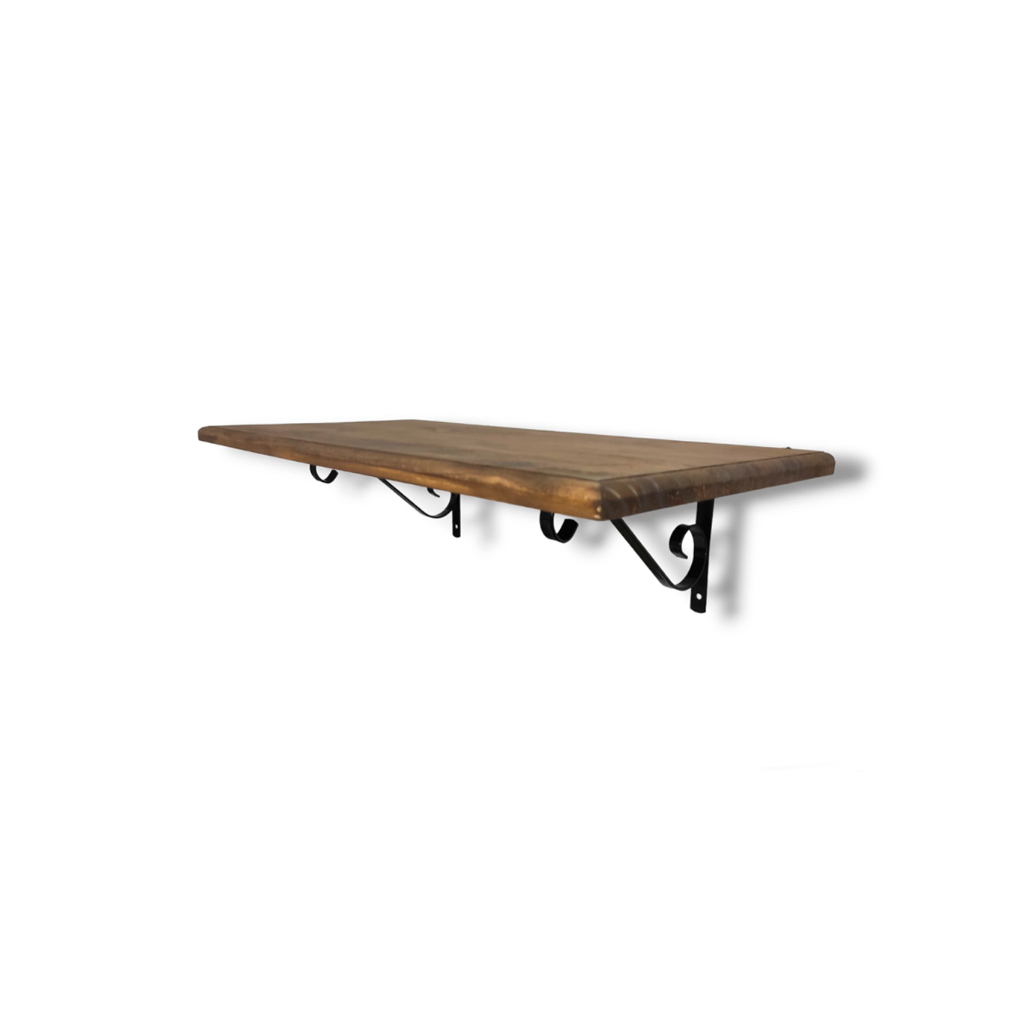 1 Uni. Prateleira 20x80 Madeira Maciça + Suporte Decorativo