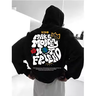 Moletom Masculino Com Capuz Canguru Estampa King Slogan Forro Quente Blusa Feminina
