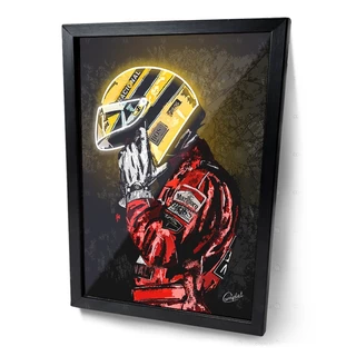 Quadro Desenho Piloto F1 Brasil Neon McLaren Moldura e Vidro