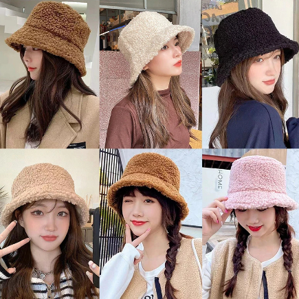 Chapéu Bucket Inverno Tecido Felpudo Regulagem Diversas Cores ref