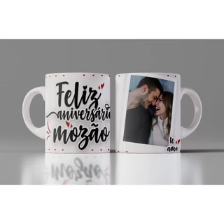 Caneca Xícara Feliz Aniversário Mozão Personalizada Com FOTO Namorado Marido Noivo OFERTA RELÂMPAGO!