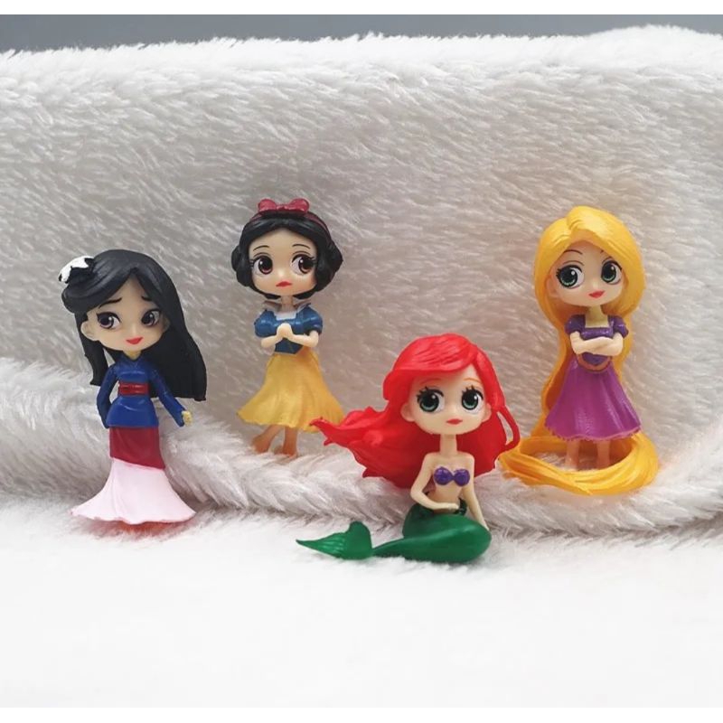 Kit princesas mini bonecas realista branca de neve Ariel miniatura brinquedo infantil
