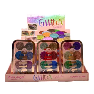 Paleta de Sombra 8 Cores Com Glitter Em Gel Rosa Angel Eyeshadow - ALEATORIO