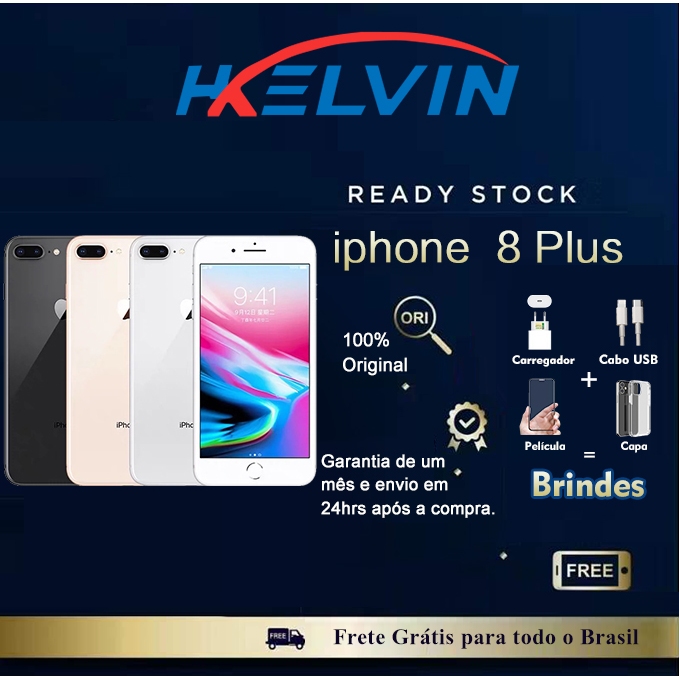 iPhone 8 Plus 64GB 256GB preto vitrine saúde bateria 100