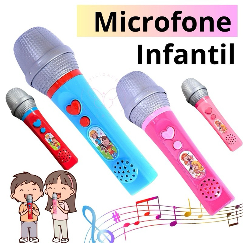 Microfone Infantil Para Criança de Brinquedo de Plástico sai Som da Voz ...