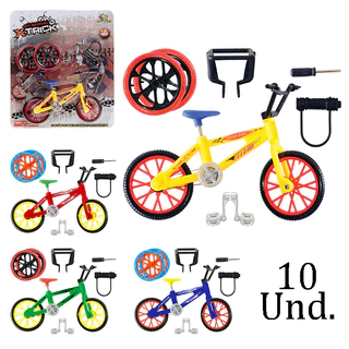 Kit 10 Bicicletas de Dedo com Acessório Kit Radical X-trick ArtBrink | 1 Bike com 7 acessórios