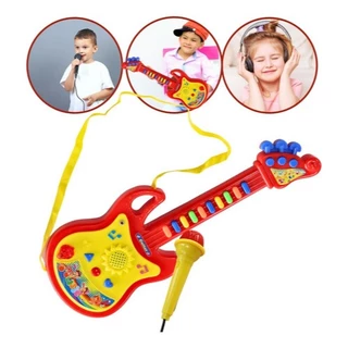 Guitarra E Microfone Infantil Com Luz E Som Menina Menino Dm Toys