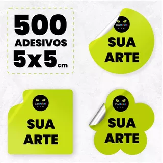 500 Etiquetas Adesivos Rótulos 5x5 cm Redondo / Quadrado / Personalizado