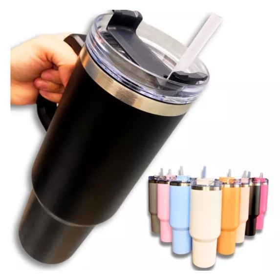 Copo Termico Com Canudo Quencher Caneca Tampa Alça 1200ml
