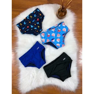 Sunga Infantil Juvenil Menino Masculina De Praia Sunguinha Cueca 2 Anos ao 16 Forrada Cós Elastico