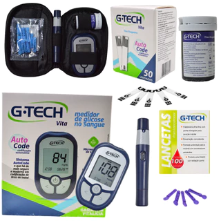 Kit Medidor Glicose Monitor Glicemia Diabetes 60 Tiras Fitas + 110 Lancetas