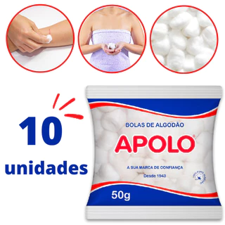 Kit 10 Pacote Algodão Bola Apolo 50g Higiene Limpeza Bebe Maquiagem Demaquilante Manicure