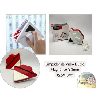 Limpador de Vidro Duplo 3-8MM Magnético Limpa Vidro Dentro e Fora com Esponja e Rodo