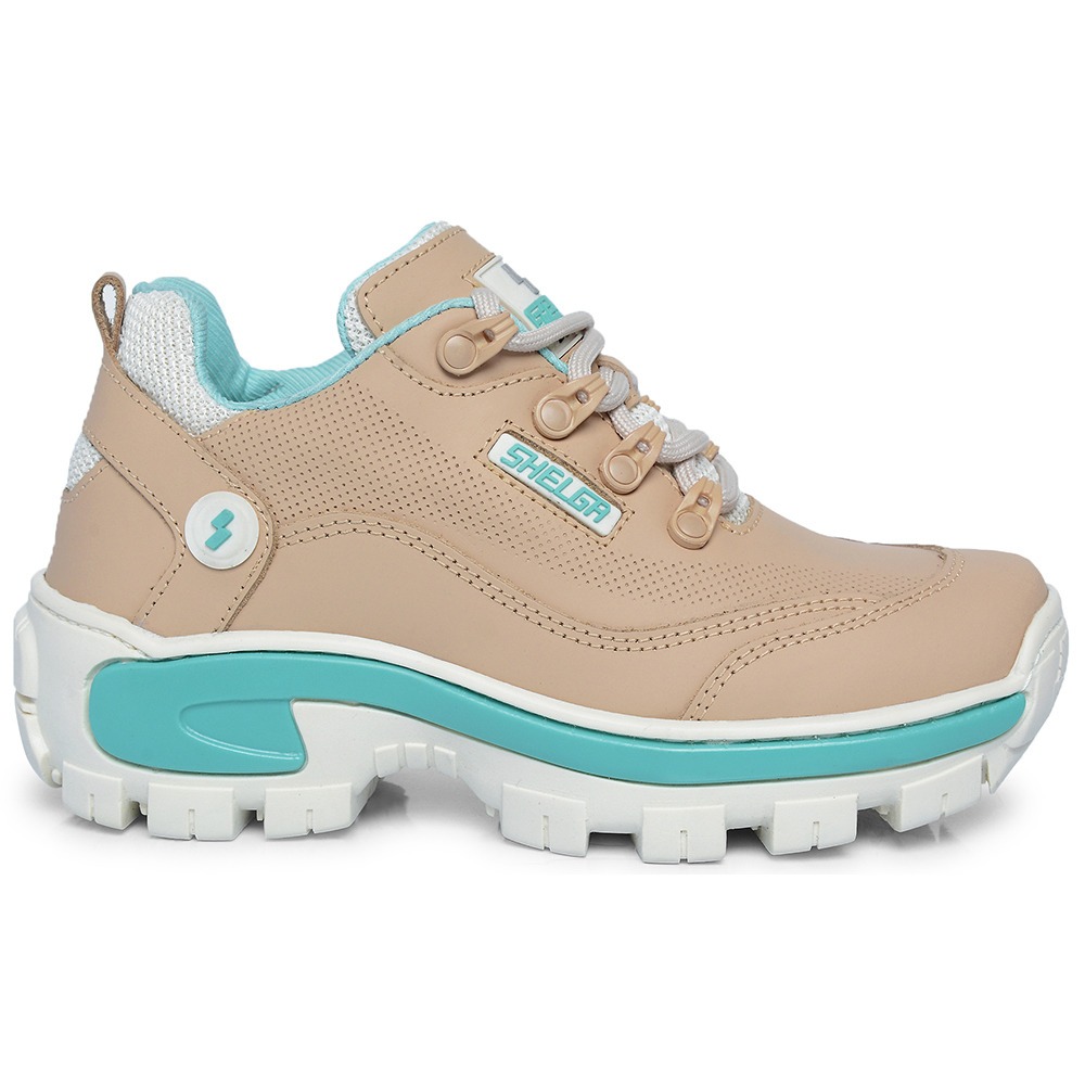 Tênis Feminino Couro Premiun Palmilha Extra Conforto Biqueira Pvc Original Shelga