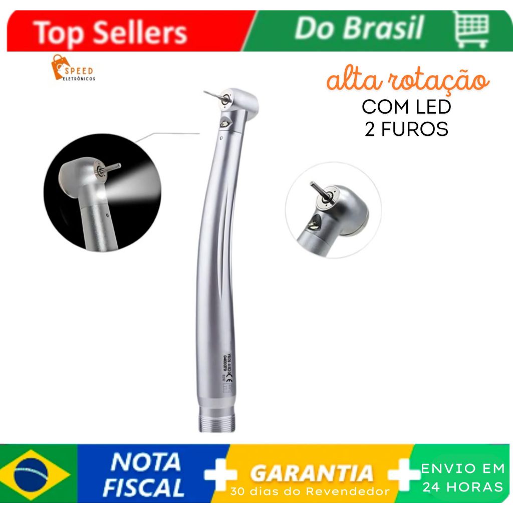 CANETA DE ALTA ROTAÇÃO COM LED E PUSH BUTTON