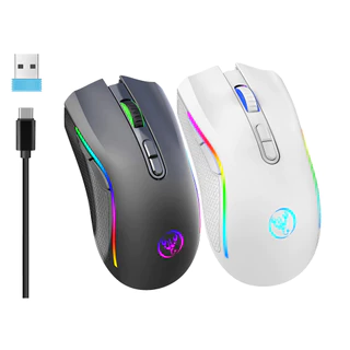 Mouse Mecânico HXSJ T69 RGB Sem Fio 2.4GHz 4800 DPI USB Recarregável