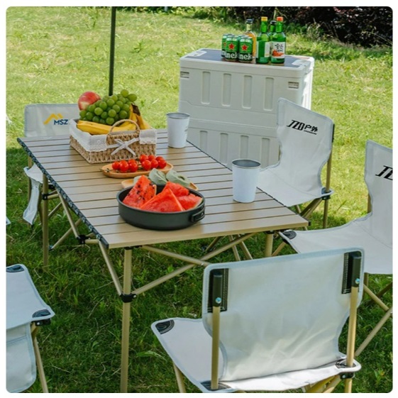 Mesa De Acampamento Dobrável Em Liga De Alumínio Leve E Port