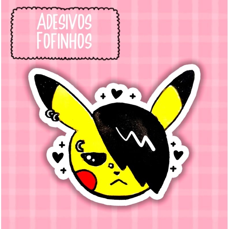Adesivo decorativo sticker fofo pikachu emo 1 unidade | Shopee Brasil