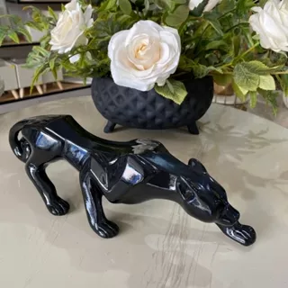 Pantera Negra P Preto Brilho Escultura Luxo Escritório Sala em Oferta na Shopee