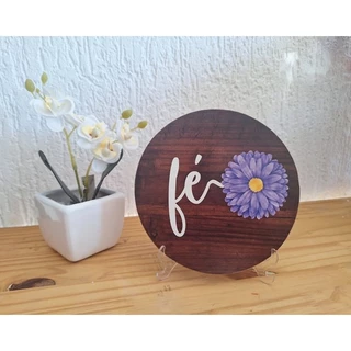 Placa Decorativa redonda MDF com suporte de mesa